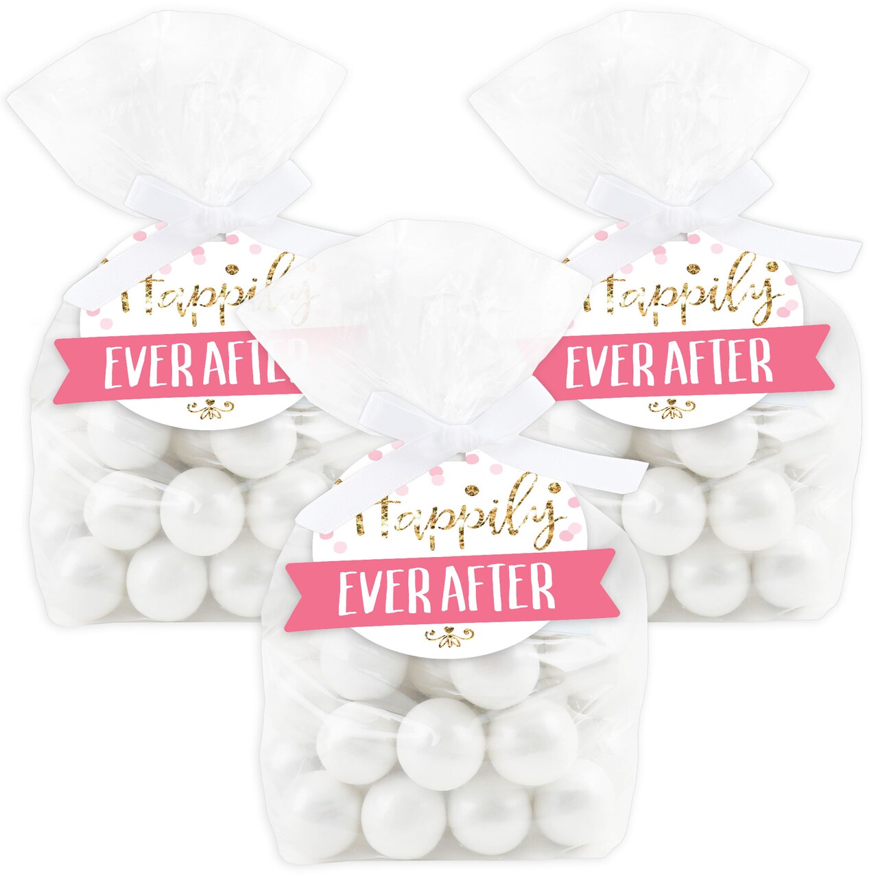 Big Dot of Happiness Little Princess Crown - Pink and Gold Princess Baby Shower or Birthday Party Clear Goodie Favor Bags - Treat Bags With Tags 12 Ct